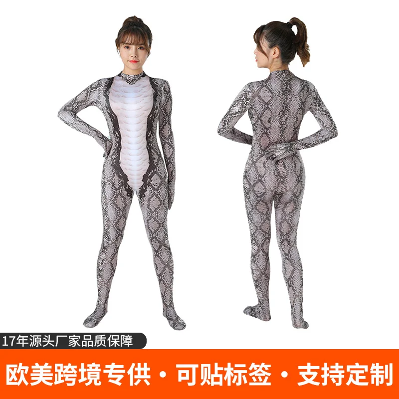 Grey Snake Print Bodysuit